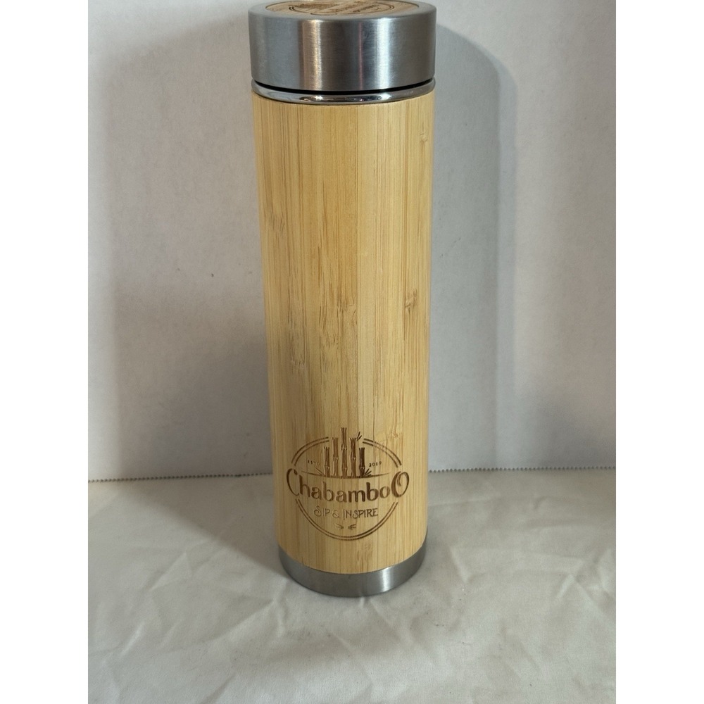 Chabamboo Bamboo Tea Tumbler 18oz Stainless Steel Infuser Flask‎ Mug Eco